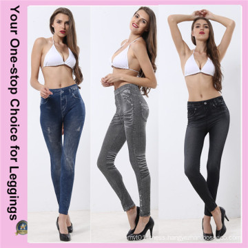 Plus Size High Waist Pockets Customized Printed Stretchy Seamless Jeans Leggings